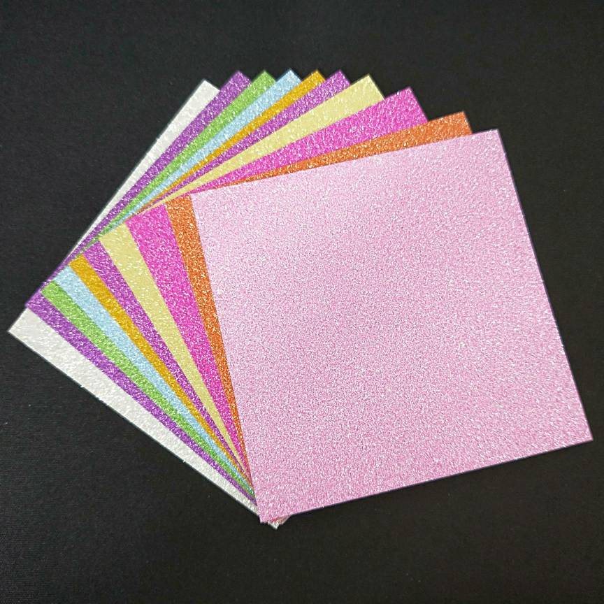 10×10 gold glitter diamond origami solid color handmade