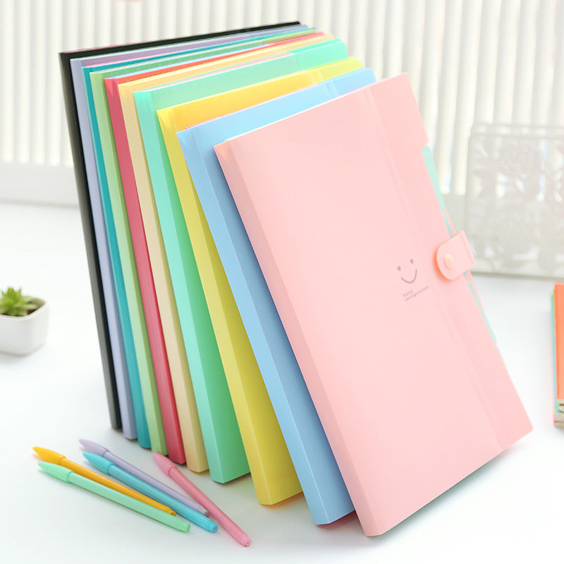 Candy color 5-compartment multi-function folder multi-layer classification plastic