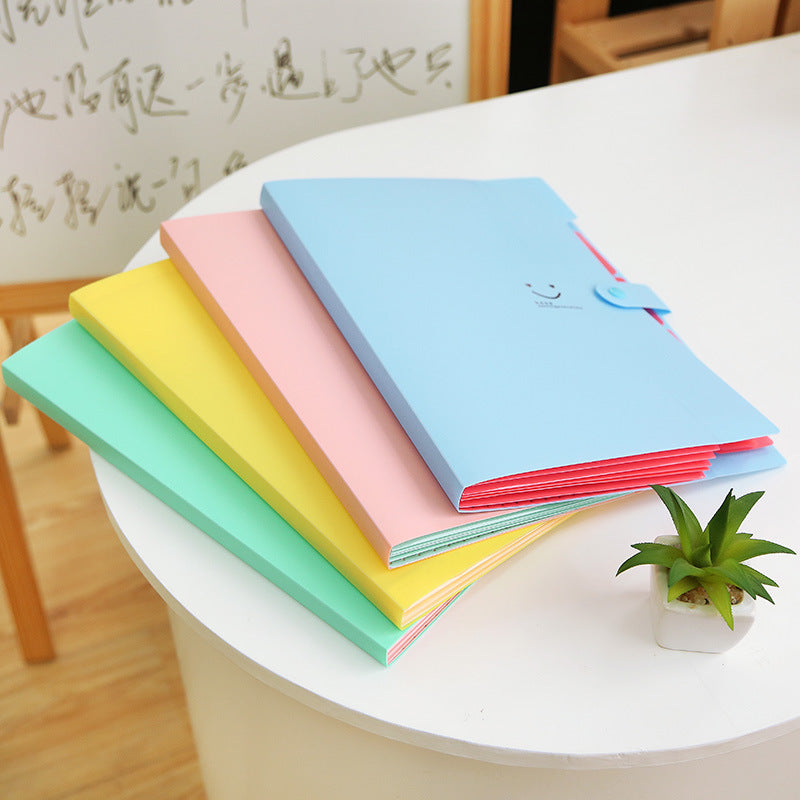 Candy color 5-compartment multi-function folder multi-layer classification plastic